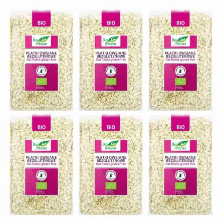 Zestaw 6 x Płatki Owsiane Bezglutenowe Bio 1 kg Bio Planet