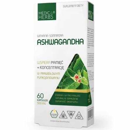 Ashwagandha 60 Kapsułek 500 mg - Medica Herbs