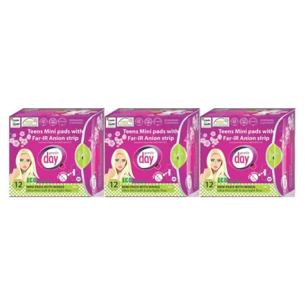 3 x Podpaski Higieniczne Mini Z Paskiem Anionowym 12 sztuk Gentle day