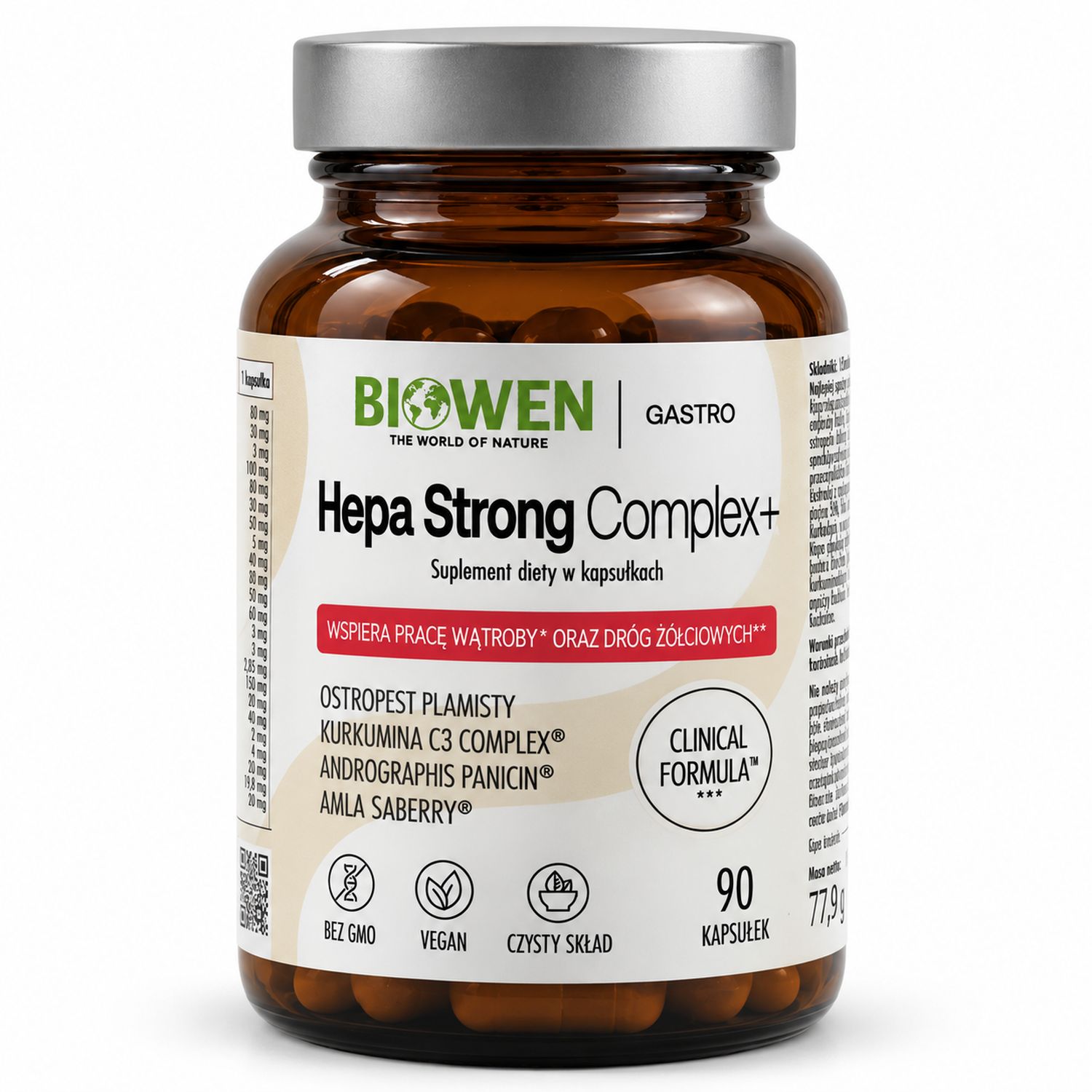 Hepa Strong Complex+ Wsparcie Wątroby 90 Kapsułek - Biowen