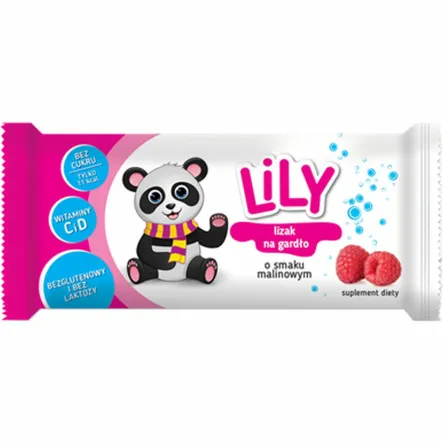 Lizak o Smaku Malinowym na Gardło 8 g - Lily (data: 30.09.2025)