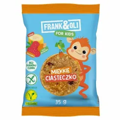Miękkie Ciasteczko z Pastą Migdałową, Bananem i Truskawką 35 g - Frank i Oli For Kids
