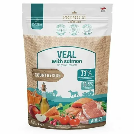 Karma Sucha dla Psów Dorosłych CIELĘCINA Z ŁOSOSIEM 1 kg - Pokusa