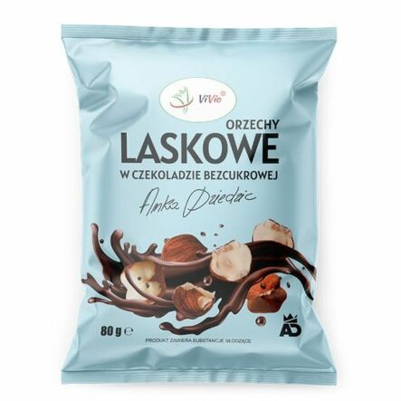 Orzechy Laskowe w Czekoladzie Bezcukrowej 80 g - Vivio