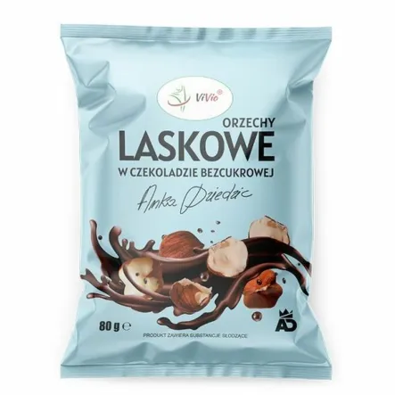 Orzechy Laskowe w Czekoladzie Bezcukrowej 80 g - Vivio