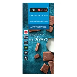 Czekolada Mleczna ze Stewią Bez Dodatku Cukru 100 g - Pure&Good