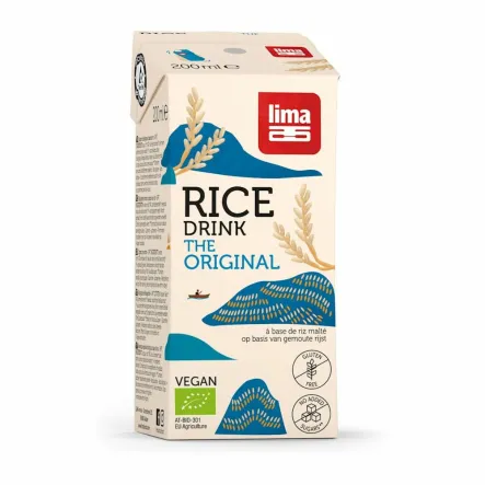 Napój Ryżowy Bez Dodatku Cukru Bezglutenowy Bio 200 ml - Lima - Przecena Krótka Data Minimalnej Trwałości