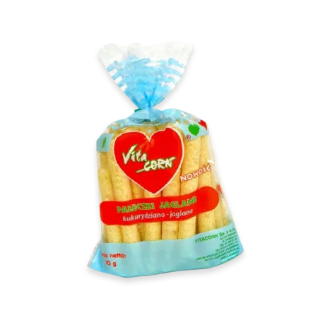 Pałeczki Jaglano - Kukurydziane 70 g Vitacorn - Przecena Krótka Data Minimalnej Trwałości