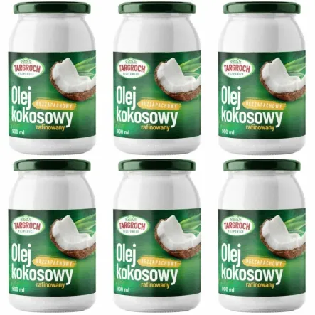 6 x Olej Kokosowy Rafinowany Bezzapachowy 900 ml - Targroch