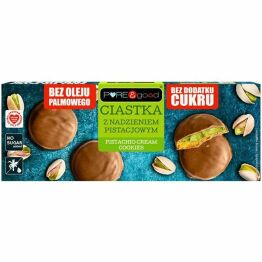 Ciastka z Kremem Pistacjowym w Czekoladzie Mlecznej Bez Dodatku Cukru 96 g - Pure&Good
