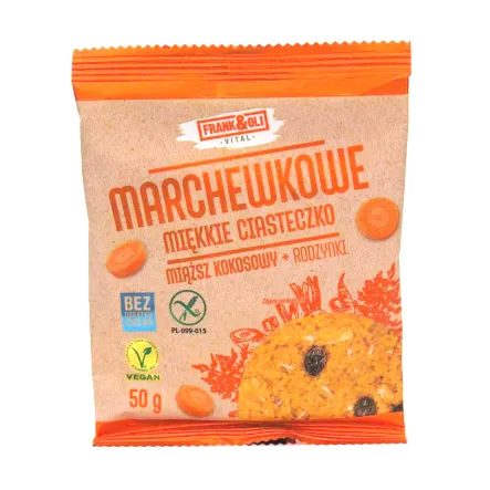 Miękkie Ciastko Marchewka +Kokos +Rodzynki Bezglutenowe 50 g - Frank&Oli
