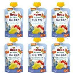 6 x Mus Owocowy Niebieski Ptak (Gruszka, Jabłko, Jagoda, Owies) Bez Dodatku Cukru Bio Demeter 100 g - Holle