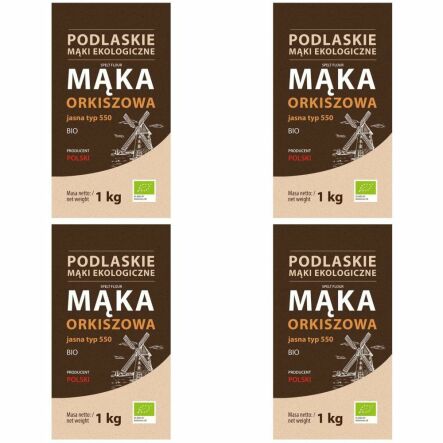 4 x Polska Mąka Orkiszowa Jasna Typ 550 Bio 1 kg - BioLife