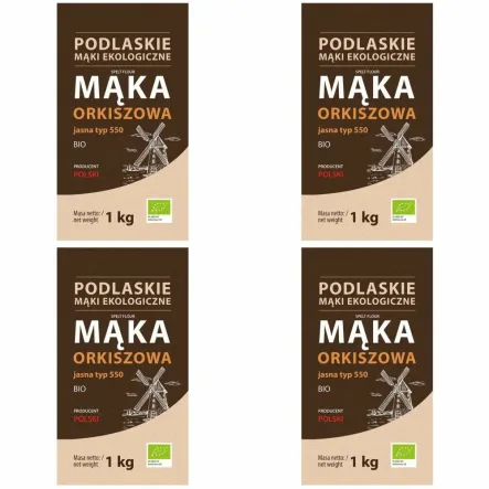 4 x Polska Mąka Orkiszowa Jasna Typ 550 Bio 1 kg - BioLife