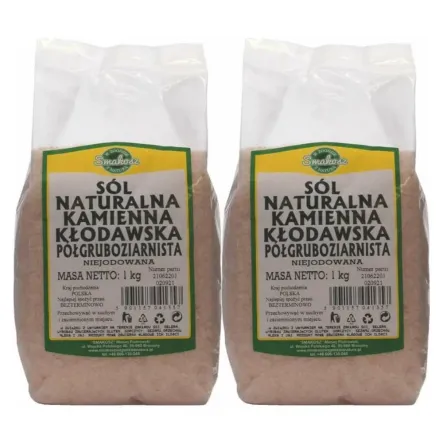 2 x Sól Kamienna Kłodawska Półgruboziarnista Niejodowana 1 kg Smakosz
