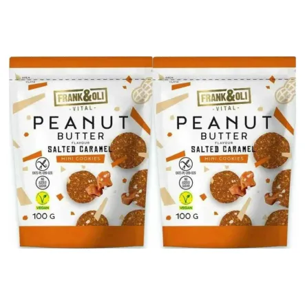 2 x Miękkie Ciasteczka Masło Orzechowe Solony Karmel Bez Dodatku Cukru 100 g - Frank and Oli