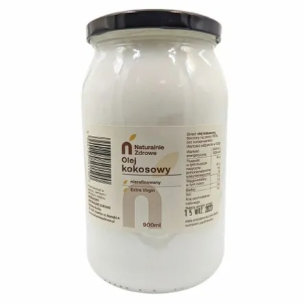 Olej Kokosowy Nierafinowany Extra Virgin 900 ml - Naturalnie Zdrowe