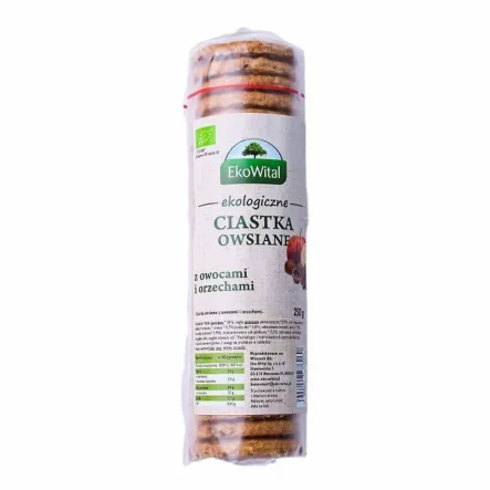 Ciastka Owsiane z Owocami i Orzechami Bio 250 g - Ekowital