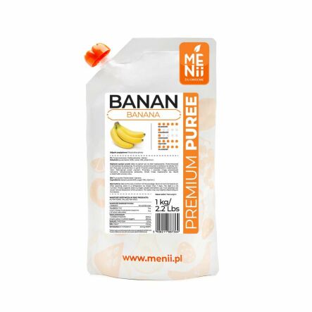 Puree Banan Premium Pulpa 1 kg Menii - Przecena Krótka Data Minimalnej Trwałości