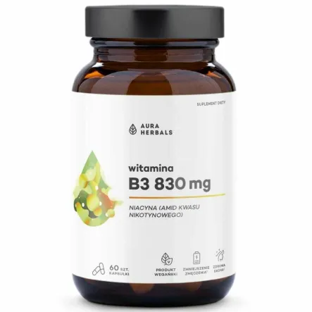 Witamina B3 830 mg 60 Kapsułek - Aura Herbals