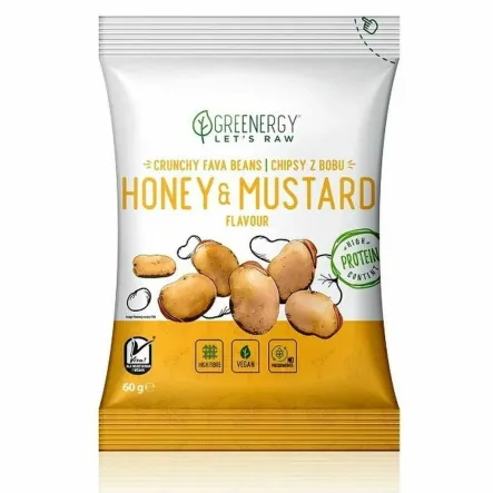 Chipsy z Bobu Miodowo - Musztardowe 60 g - Greenergy