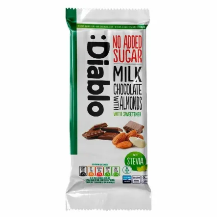 Czekolada Mleczna z Migdałami Bez Dodatku Cukru 75 g - Diab-lo DIABetic-LOw (data: 24.09.2025)