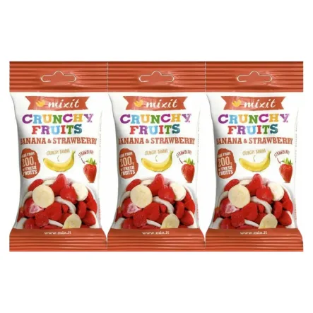 3 x Banan i Truskawka Chrupiące Owoce do Kieszeni 23 g - Mixit