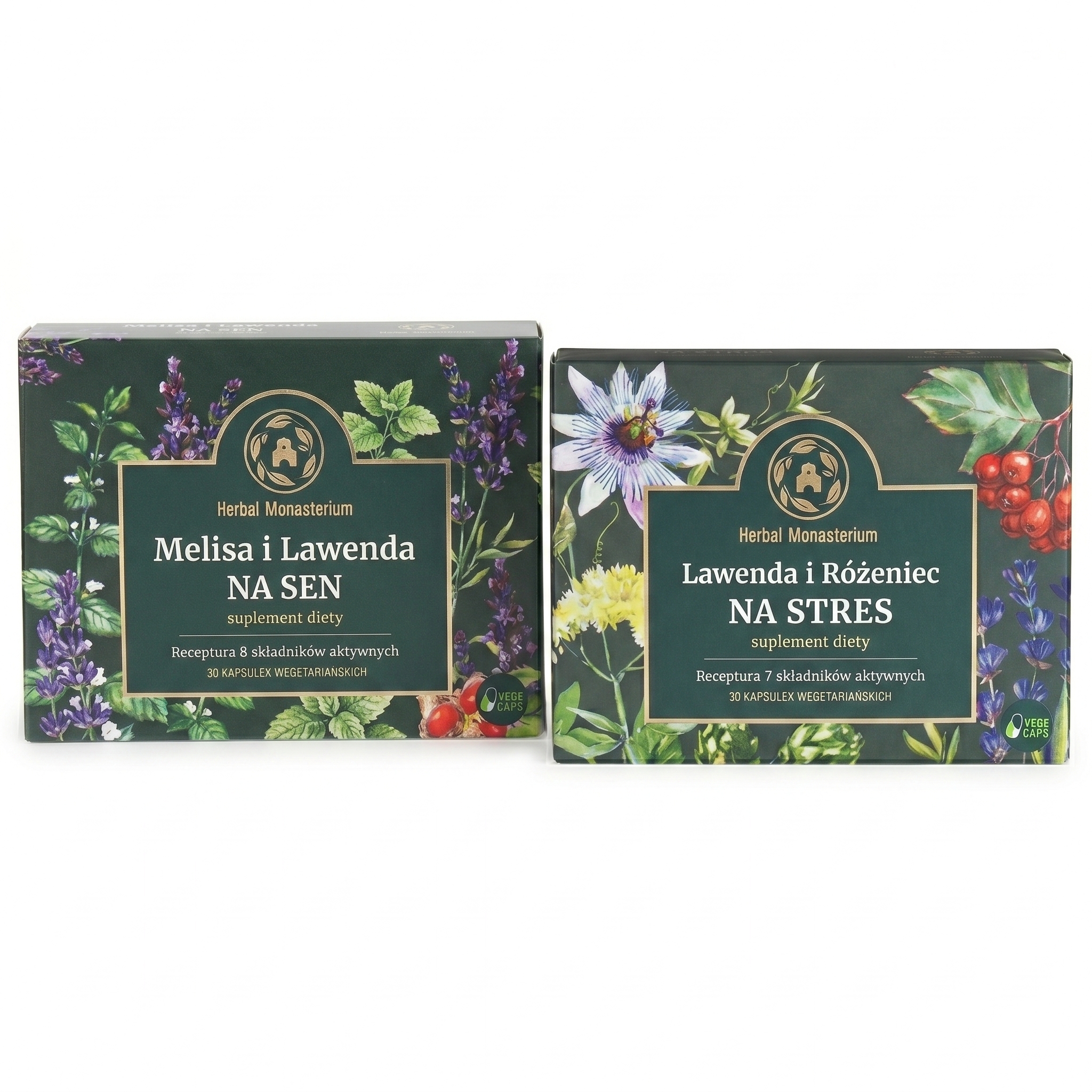 Lawenda i Różeniec NA STRES 30 Kapsułek + Szafran i Lawenda NA SEN 30 Kapsułek - Herbal Monasterium
