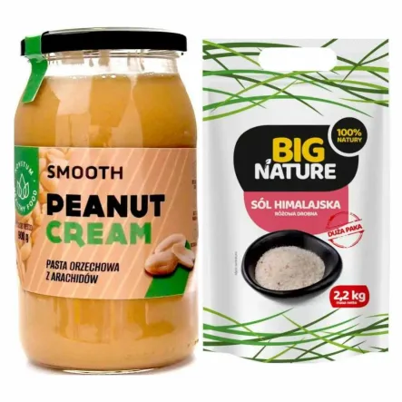 Pasta Orzechowa z Arachidów Smooth 900 g - Novitum + Sól Himalajska Różowa Drobna 2,2 kg - Big Nature