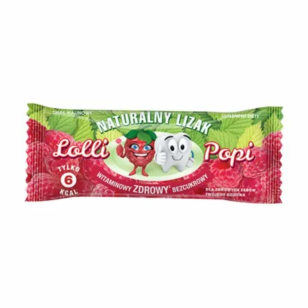Lizak Naturalny bez Dodatku Cukru Malina 6 g - Lolli Popi