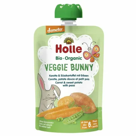 Mus Warzywny Wegetariański Królik (Marchew, Słodki Ziemniak, Groszek) Bio Demeter 100 g - Holle