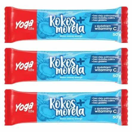 3 x Baton Owocowy Kokos Morela 50 g - Yoga Life