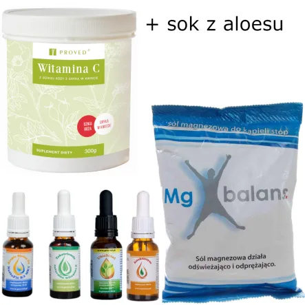 Zdrowotne Trio + Astaksantyna + Tokotrienole + Ubichniol + Witamina C + Aloes: (Kropla Słońca Witamina D3 + NattoFit K2 MK7 20ml) + Mg Balans Sól Magnezowa do Kąpieli Stóp 200 g + Astaksantyna 20 ml + Tokotrienole Witamina E 20 ml + Ubichinol 20 ml  + Wit