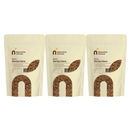 3 x Siemię Lniane Brązowe Ziarno 1 kg - Naturalnie Zdrowe