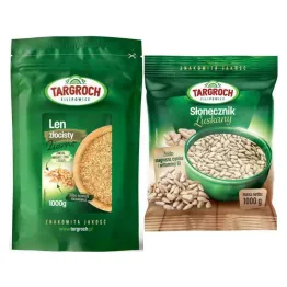 Zestaw Len Złoty Ziarno Siemię Lniane Złote 1 kg -  Targroch + Słonecznik Łuszczony Pakowany Maszynowo 1 kg Targroch 