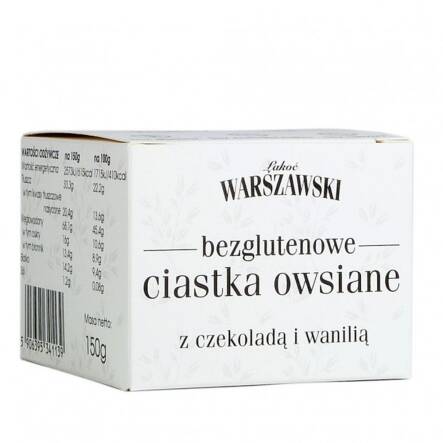 Ciastka Owsiane Bezglutenowe z Czekoladą 150 g Łakoć Warszawski