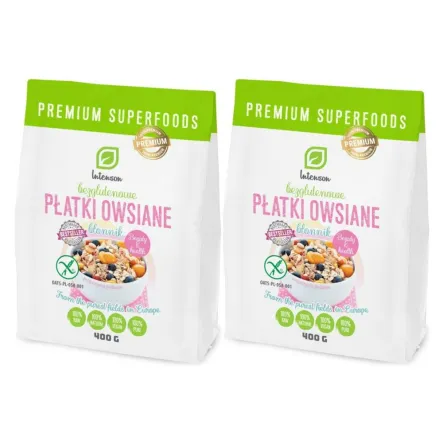 Zestaw 2 x Bezglutenowe Płatki Owsiane 400 g Intenson