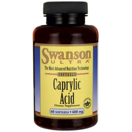 SWANSON Caprylic Acid (Kwas Kaprylowy) 600 mg 60 kapsułek