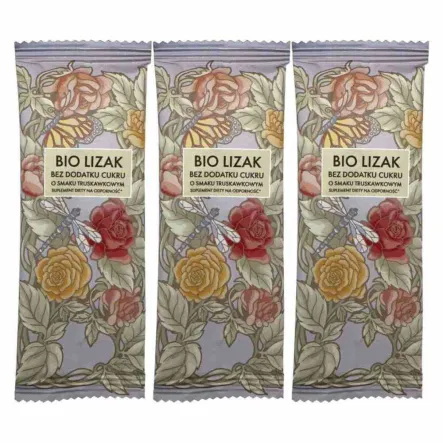 3 x Lizak o Smaku Truskawkowym z Erytrytolem Bio 6 g - Lizuu
