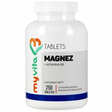 Magnez (Cytrynian Magnezu)+ Witamina B6 250 Tabletek - MyVita