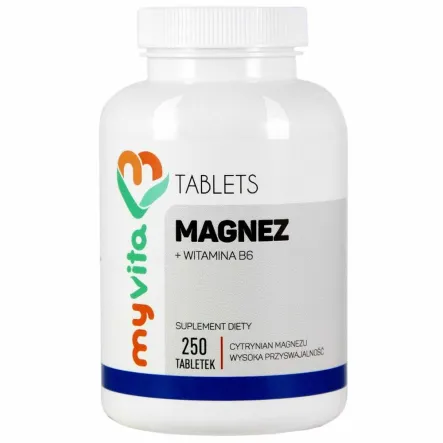 Magnez (Cytrynian Magnezu) +Witamina B6 250 Tabletek - MyVita