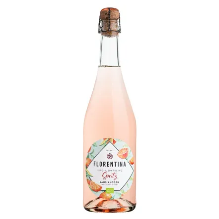 Szampan Bezalkoholowy Bio Florentina Rose bez Siarczynów, Bezsiarkowy, Wino Bezalkoholowe Musujące Gazowane Virgin Sparkling Spiritz 0% 0,75 l