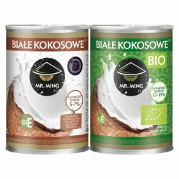 Białe Kokosowe Mleczko 5-7% Tłuszczu 400 ml - Mr. Ming + Białe Kokosowe Mleczko BIO 17-19%Tłuszczu 400 ml - Mr. Ming