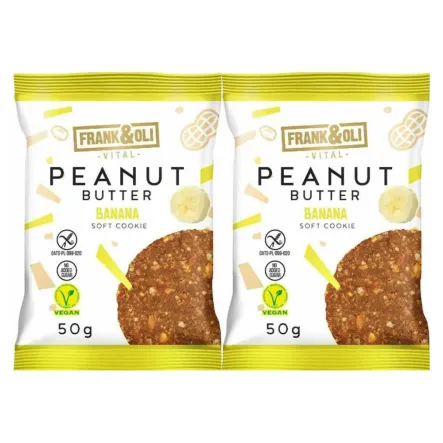 2 x Wegańskie Bezglutenowe Ciasteczko Pasta Orzechowa z Bananem 50 g - Frank & Oli