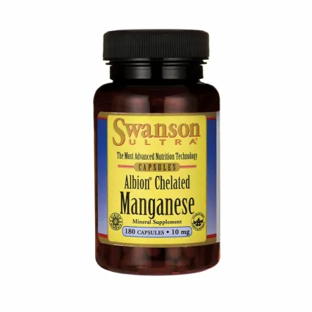 Albion Chelat Manganu 10 mg 180 kapsułek Swanson  - Przecena Krótka Data Minimalnej Trwałości