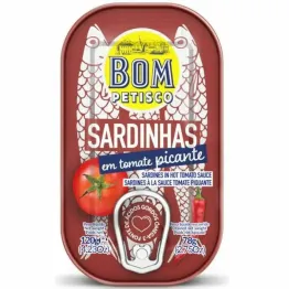 Sardynki Portugalskie w Pikantnym Sosie Pomidorowym 120 g (78 g) - Bom Petisco