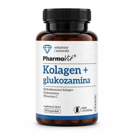 Kolagen+ Glukozamina z Witaminą C 90 Kapsułek - Pharmovit