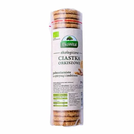 Ciastka Orkiszowe Pełnoziarniste Cytryna i Imbir Bio 250 g - Ekowital