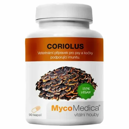 Coriolus (Wrośniak Wielobarwny / Żagiew Różnobarwna) Dla Kota i Psa 90 Kapsułek - MycoMedica