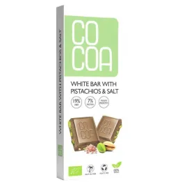 Tabliczka Biała z Pistacjami i Solą BIO 40 g - Cocoa